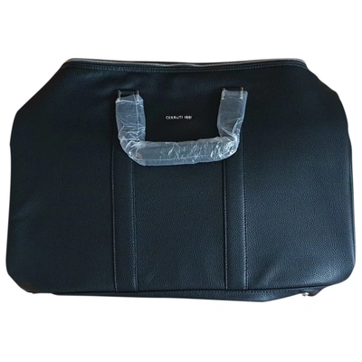 Pre-owned Cerruti 1881 Leather Travel Bag In Black ModeSens