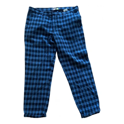 Pre-owned Msgm Linen Trousers In Blue