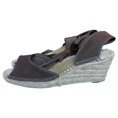 Pre-owned Pare Gabia Canvas Sandals In Brown