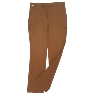 Pre-owned Valentino Linen Straight Pants In Camel