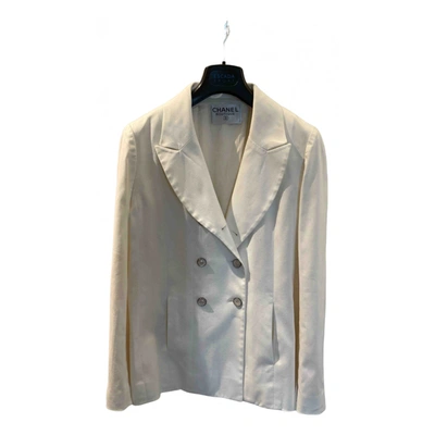 Pre-owned Chanel Blazer In White