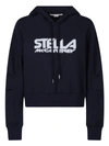 Stella Mccartney Logo Print Jerseysweatshirt Hoodie In Blue