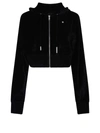 Givenchy Cropped Embellished Crushed-velvet Hoodie In Black