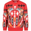 MARCELO BURLON COUNTY OF MILAN RED SWEATSHIRT FOR BOY WITH EAGLES,CBBA001F21FLE007 2584