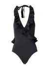 Zimmermann Cassia Frill Wrap One-piece Swimsuit In Black