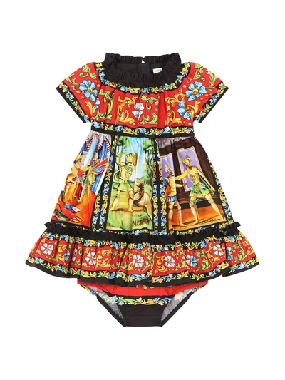 Dolce & Gabbana Babies' Printed Midi Dress In Multicolor