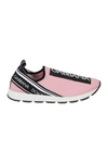 Dolce & Gabbana Sorrento Logo-tape Slip-on Sneakers In Rosa Bianco