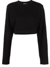 Cotton Citizen Distressed Cropped Sweater In Schwarz