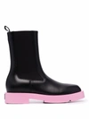 Givenchy Squared Flat Leather Chelsea Ankle Boots In Schwarz