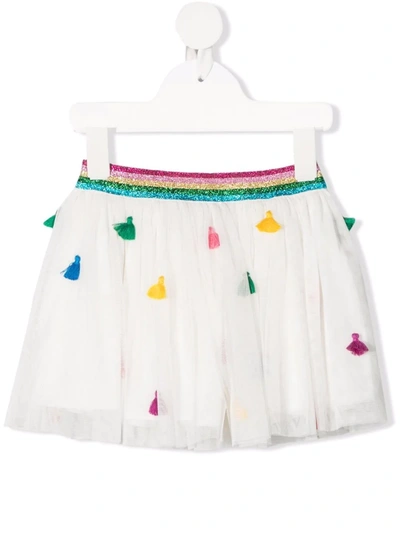 Stella Mccartney Tassel Embroidered Tulle Skirt In White