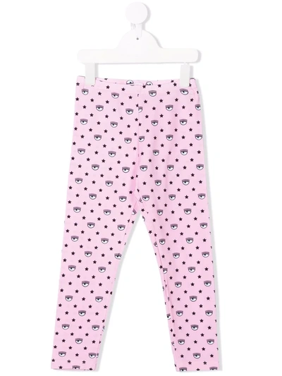 Chiara Ferragni Logomania Cotton Leggings In Pink
