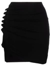 Rabanne Ruched-detail Asymmetric Miniskirt In 黑色