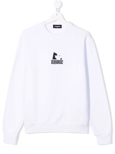 Dsquared2 Kids' Logo-print Cotton Sweatshirt In White