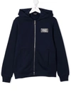 Dsquared2 Logo-patch Hooded Jacket In 蓝色