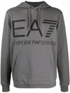 EA7 LOGO-PRINT PULLOVER HOODIE