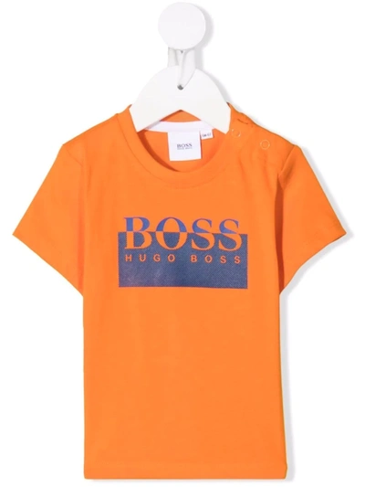 Bosswear Babies' Logo-print Cotton T-shirt In Orange