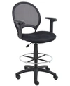 Boss Office Products Mesh Drafting Stool With Adjustable Arms