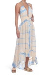 Boho Me Maxi Halter Tie Dye Dress In Sand/blue