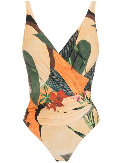 Lygia & Nanny Tropical-print Swimsuit In Yellow