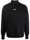 Msgm Roll-neck Logo Print Sweatshirt In Black