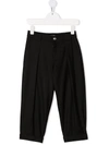 BALMAIN TEEN WOOL-BLEND TAPERED TROUSERS