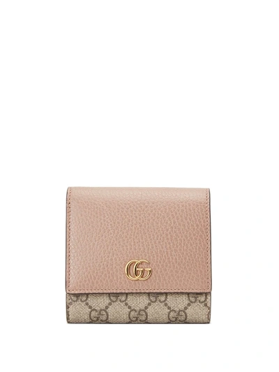 Gucci Small Gg Marmont Wallet In Neutrals