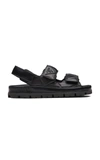Prada Logo-lettering Quilted Leather Sandals In Black
