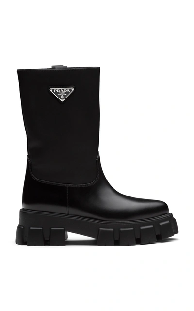 Prada Leather Boots In Black