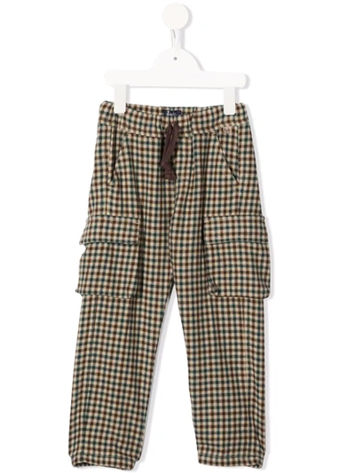 Il Gufo Kids' Checked Tapered Cargo Trousers In Neutrals