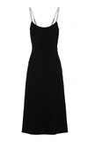 MIU MIU PEARL-DETAILED CADY MIDI DRESS