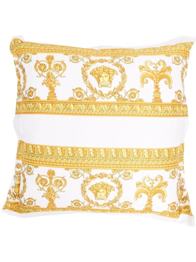 Versace Medusa Barocco-print Cushion In White
