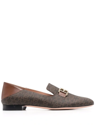 Bally Monogram-print Loafers In Braun