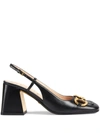 Gucci Horsebit Mid-heel Slingback Pumps In Schwarz