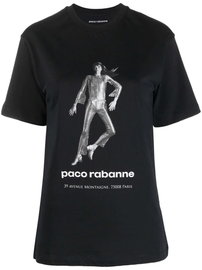 Rabanne Graphic-print Short-sleeved T-shirt In Black