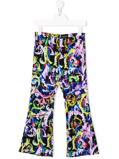 Versace Kids' Baroccoflage弹力卡迪面料裤装 In Multicoloured