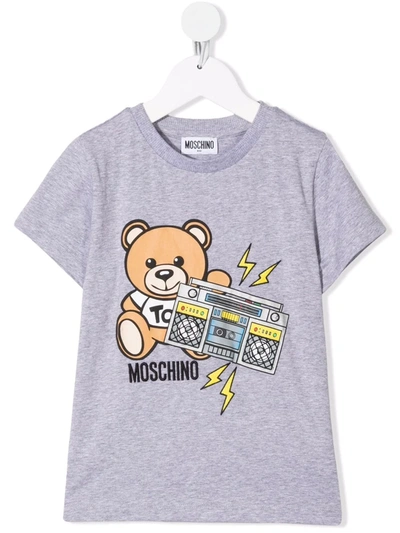 Moschino Kids' Toy Bear Print T-shirt In Grey