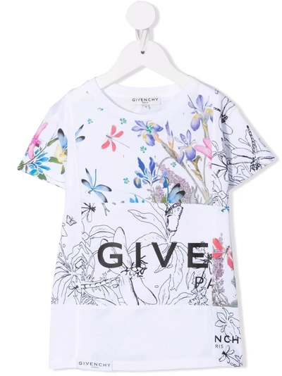 Givenchy Kids' Floral-print Cotton T-shirt In Bianco