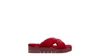 Stuart Weitzman Roza Faux Fur Platform Slide Sandal In Chile Red