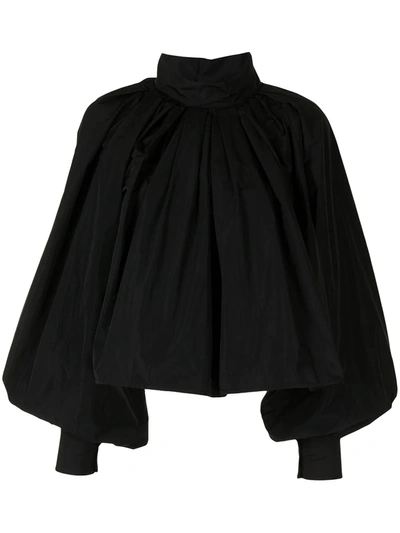 Jil Sander High-neck Draped Blouse In Schwarz