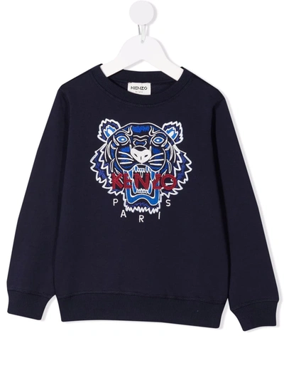 Kenzo Babies' Logo-embroidered Sweatshirt In Blue