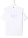 Msgm Teen Embroidered-logo Cotton T-shirt In White