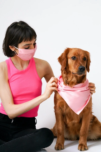 Aapetpeople Silk Bandana + Mask Set In Pink