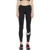 Nike Black Sportswear Essential Swoosh Leggings In Black/white