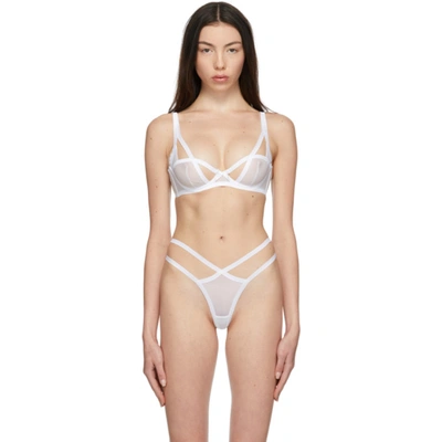 Agent Provocateur Joan Cutout Satin-trimmed Stretch-tulle Underwired Soft-cup Bra In White