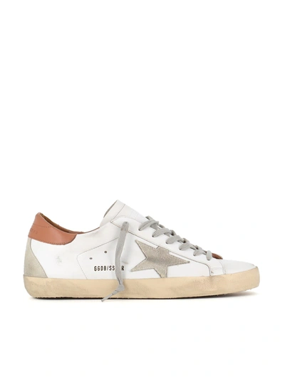 Golden Goose Super-star Leather Upper And Heel Suede Star And Heel In White