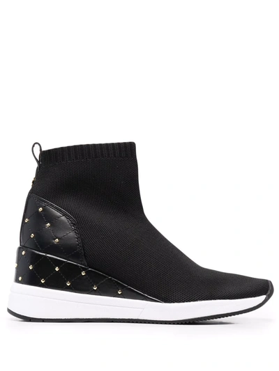 Michael Michael Kors Black Elastic Knit Skyler Sneakers