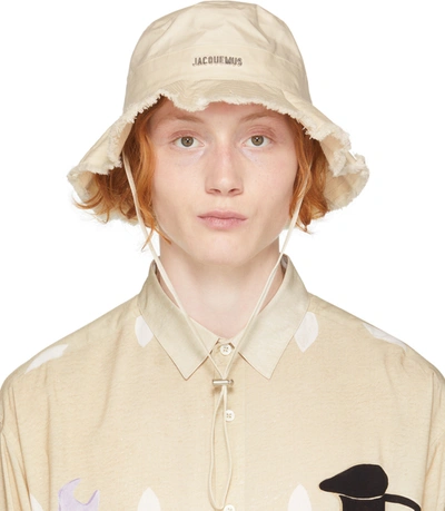 Jacquemus Le Bob Artichaut Canvas Bucket Hat In Off-white