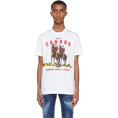 Dsquared2 White Cotton 'canada' Cool T-shirt