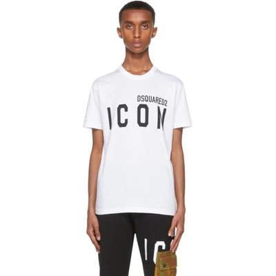 Dsquared2 Icon Embroidered Cotton Jersey T-shirt, White In White