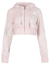 Givenchy Womens Light Pink Cropped Branded Velvet Hoody M In Pink